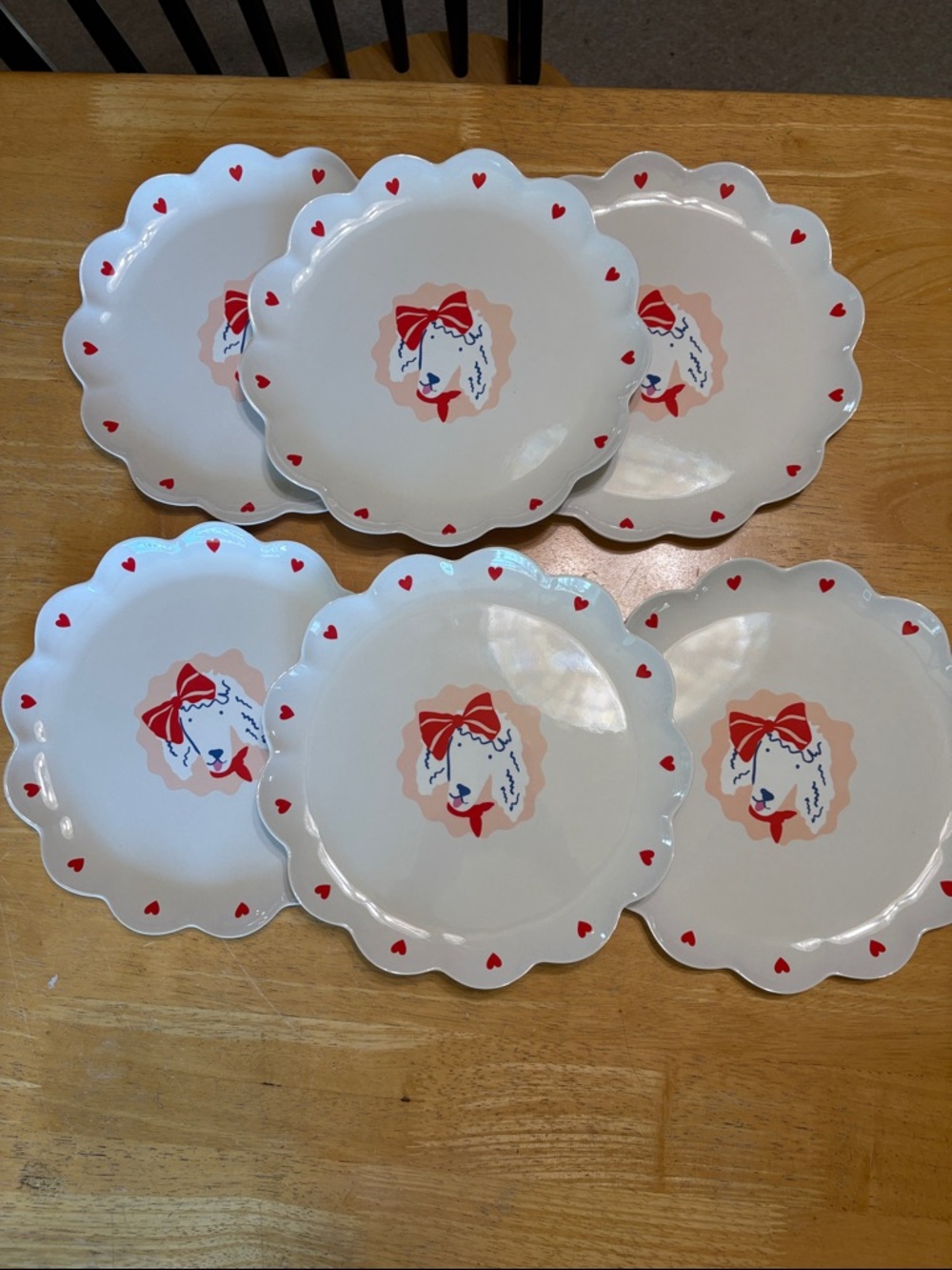 Pillowfort Poodle with hearts  Melamine plates